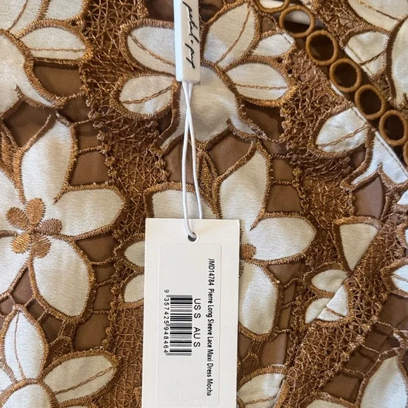 Floral Lace Maxi Dress in Brown and White - Picture 9 of 9